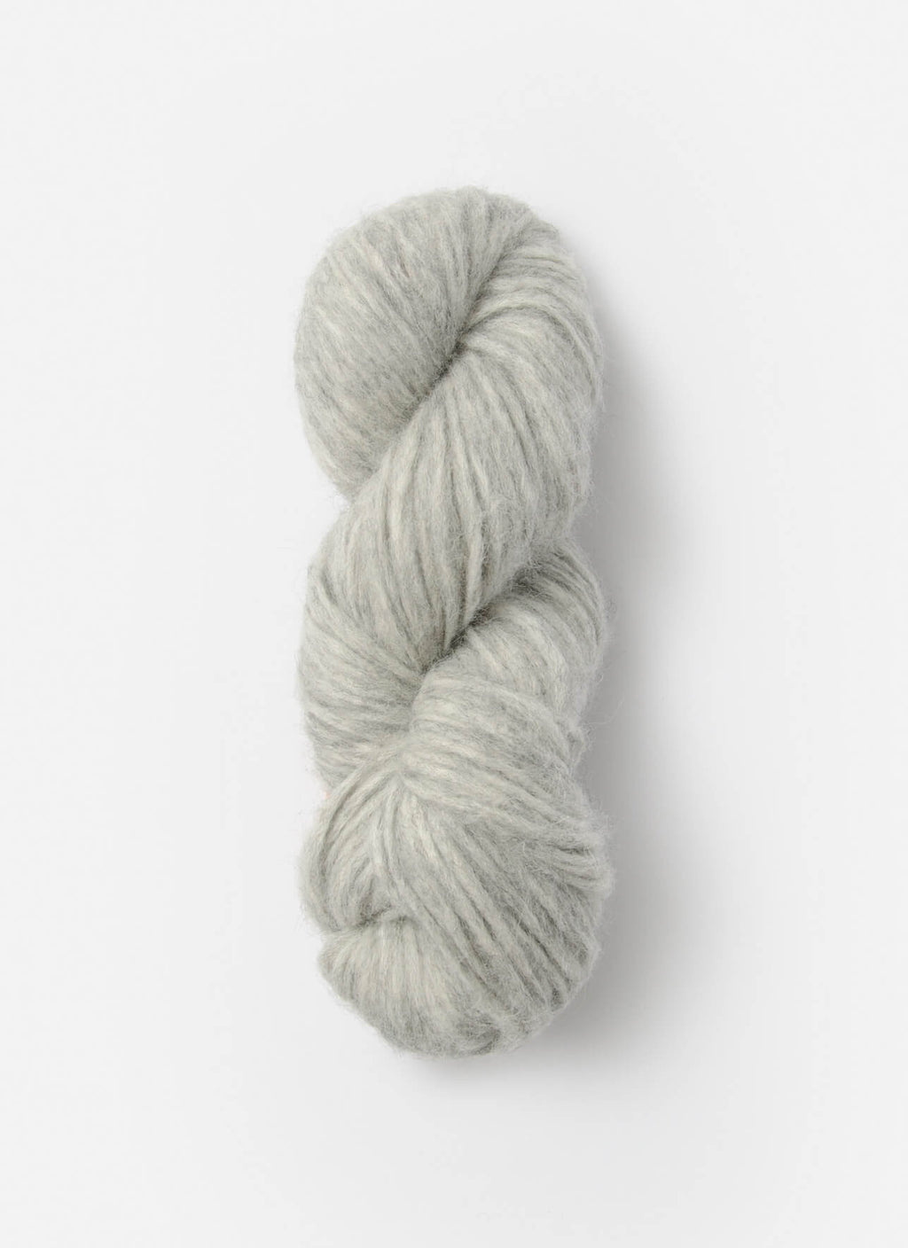 Light gray skein of yarn on a white background