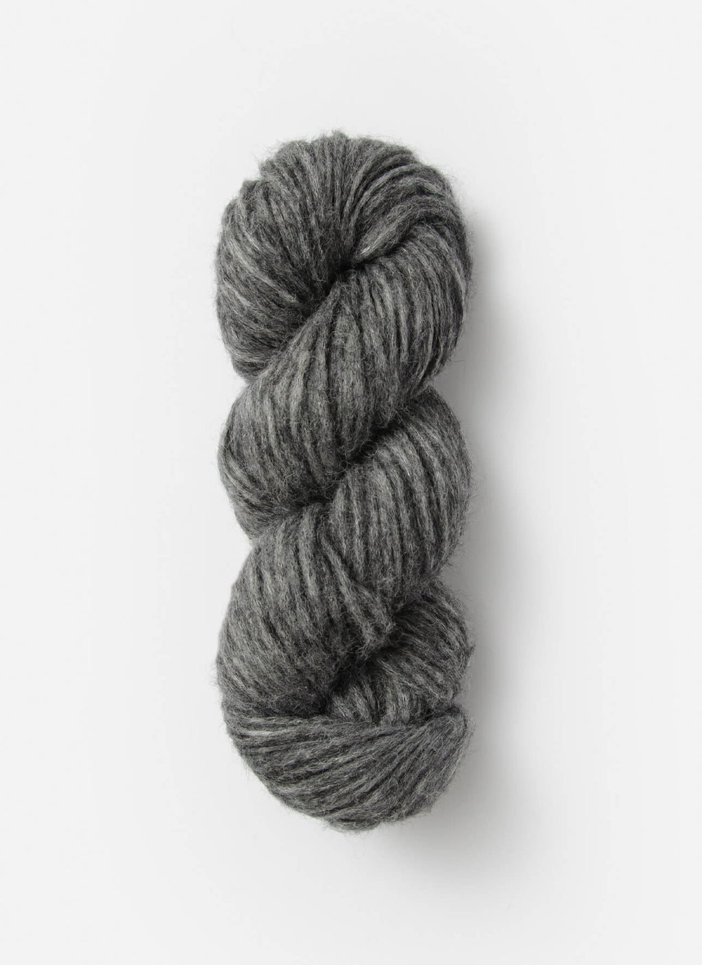 Gray skein of yarn on a white background