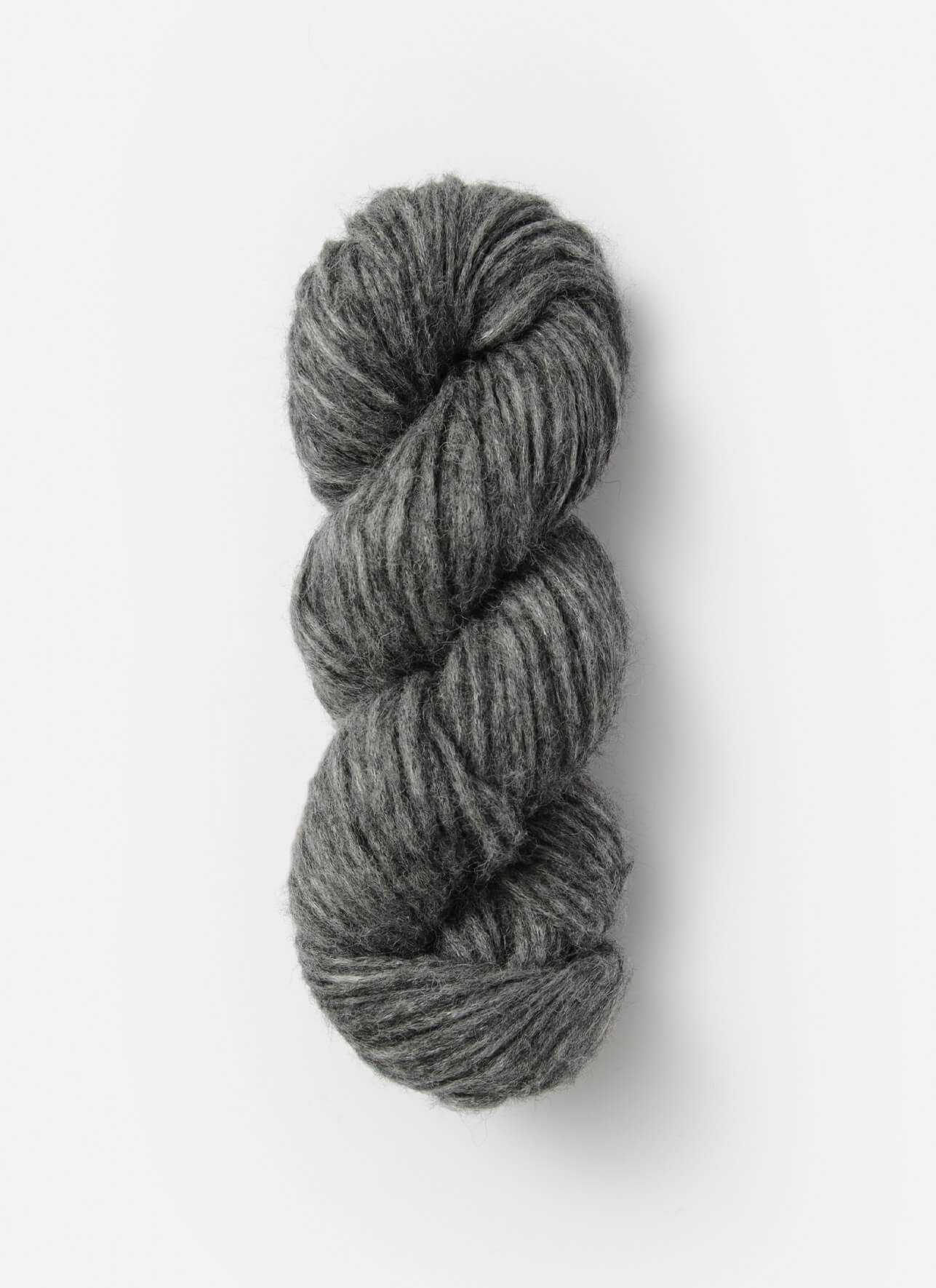 Gray skein of yarn on a white background