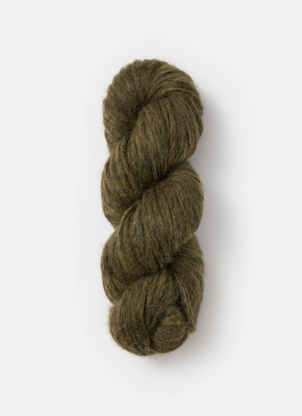 Skein of green yarn on a white background