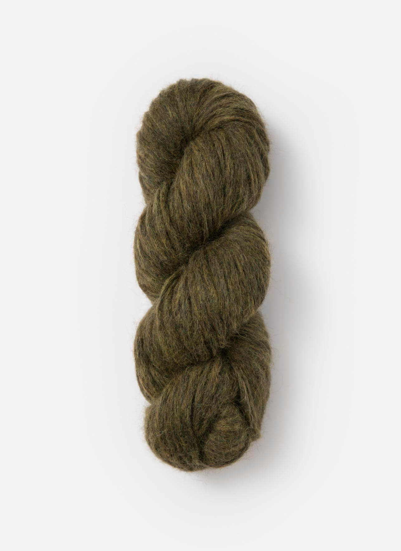 Skein of green yarn on a white background