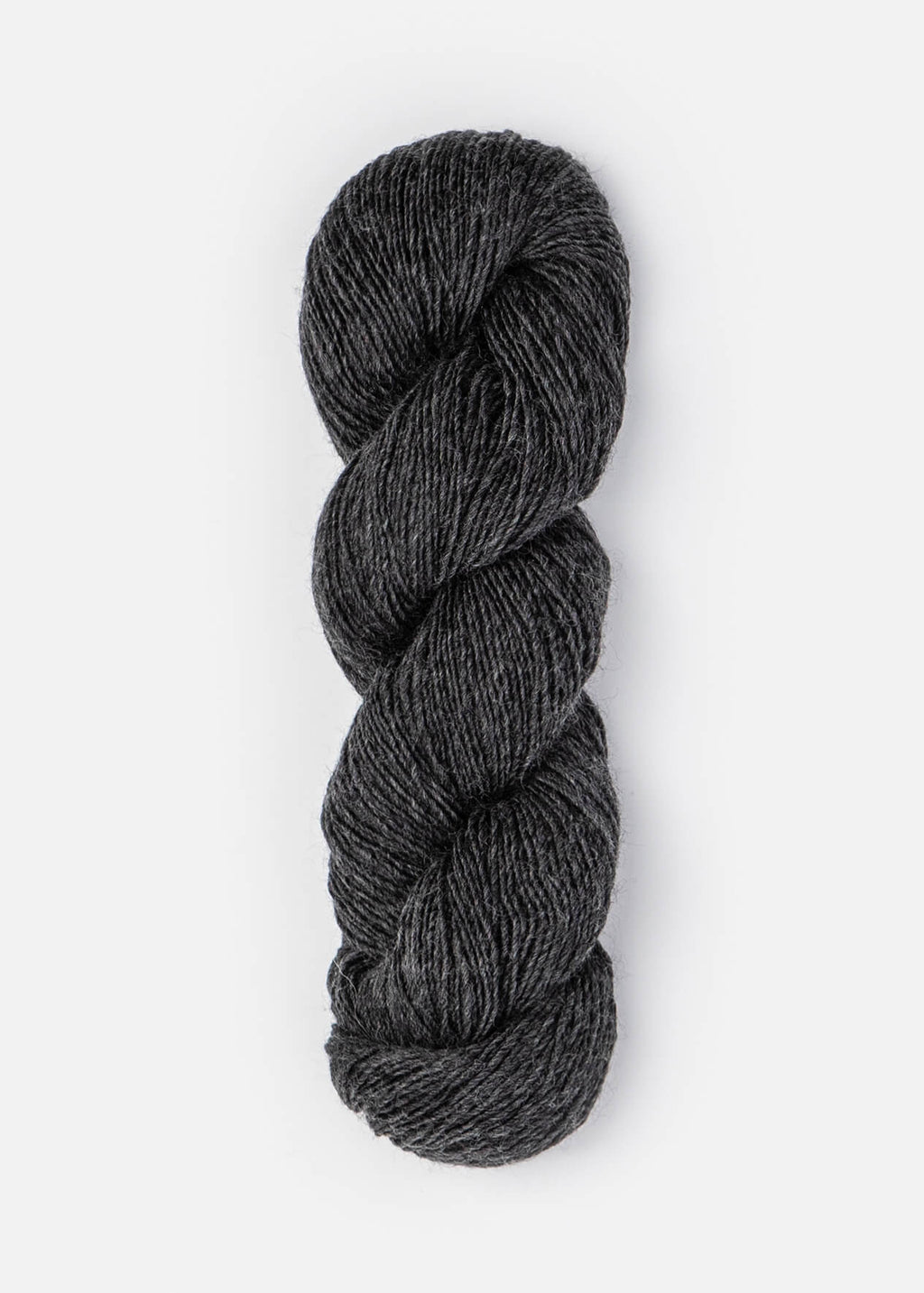 Dark gray skein of yarn on a white background