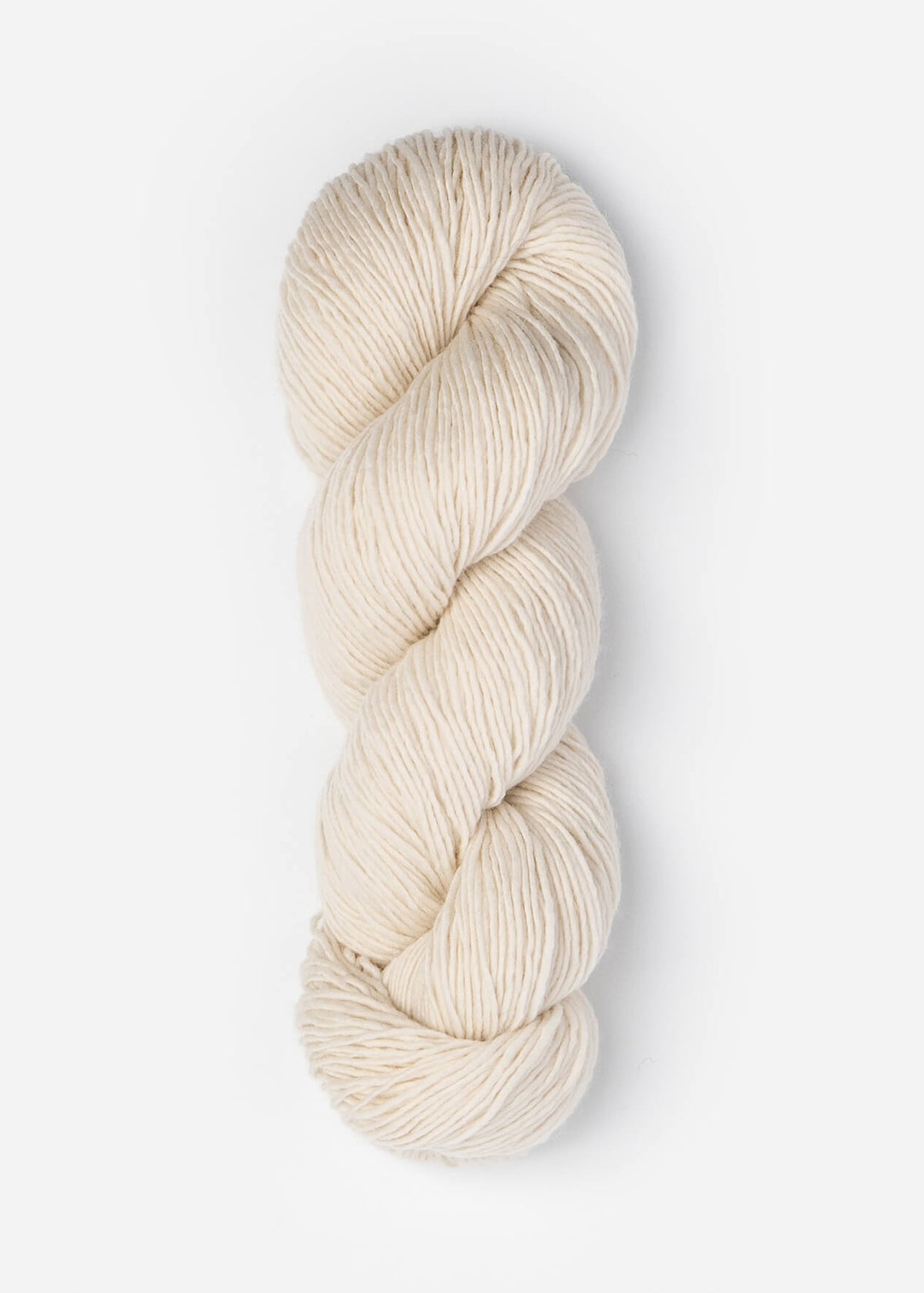 Cream-colored skein of yarn on a white background