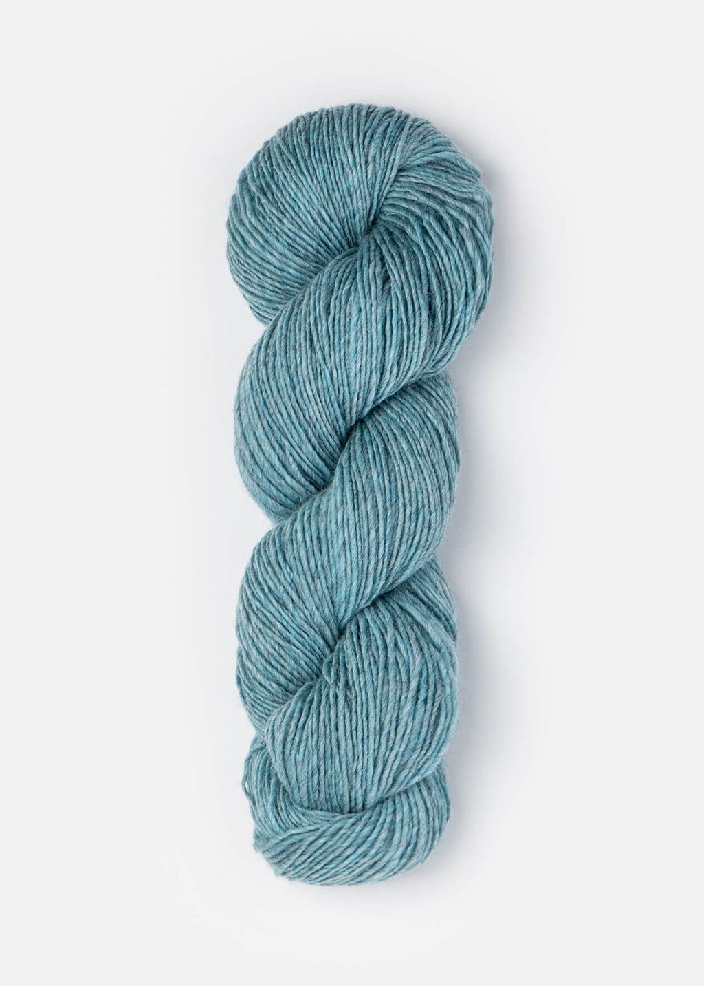 Blue skein of yarn on a white background