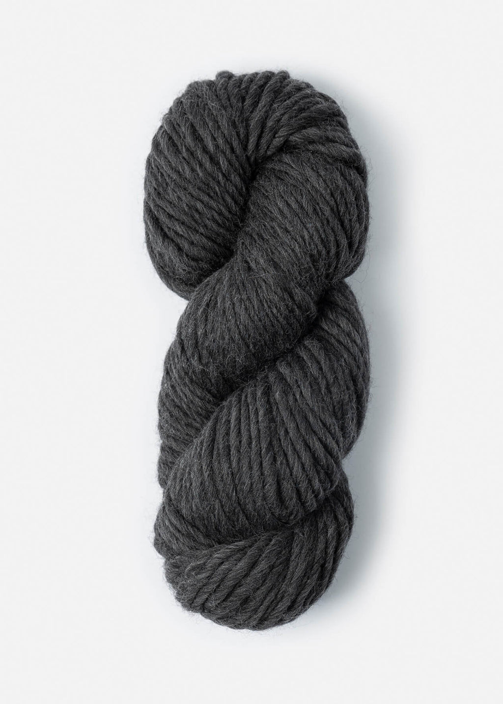 Dark gray skein of yarn on a white background