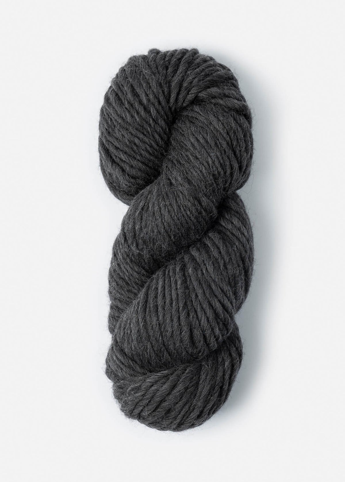 Dark gray skein of yarn on a white background