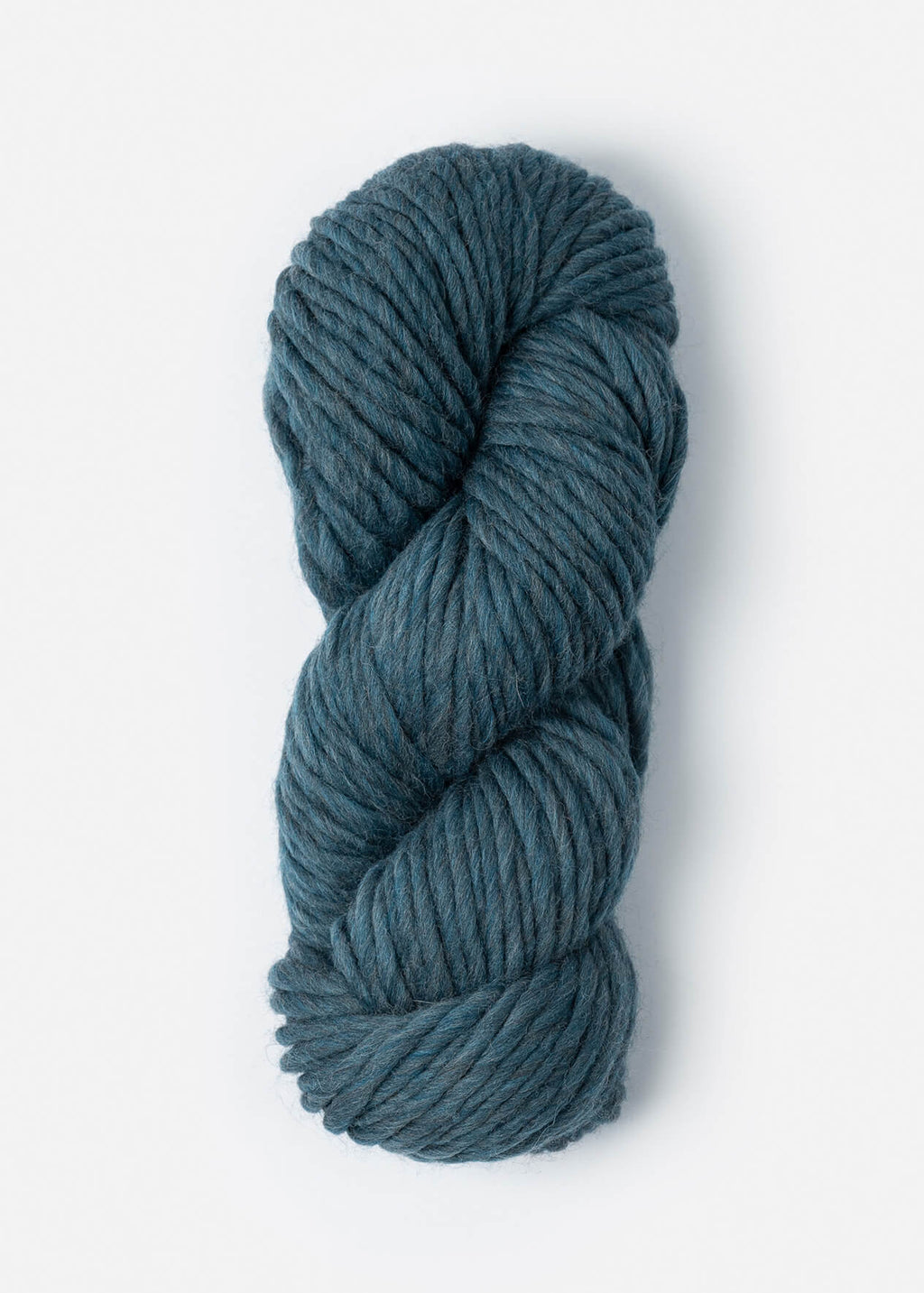 Blue skein of yarn on a white background