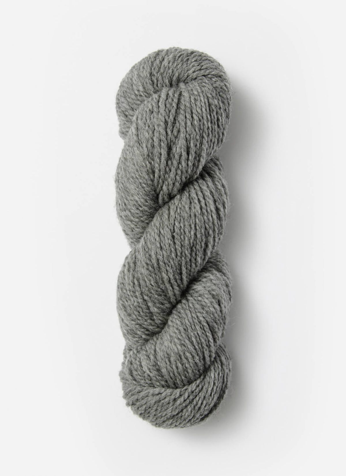 Gray skein of yarn on a white background