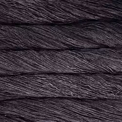 A close-up texture shot of dark charcoal gray yarn strands, showing the fine twisted fibers and subtle heathered gray highlights.
