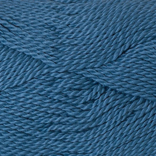 A close-up of textured blue yarn with a twisted ply structure, filling the entire frame.