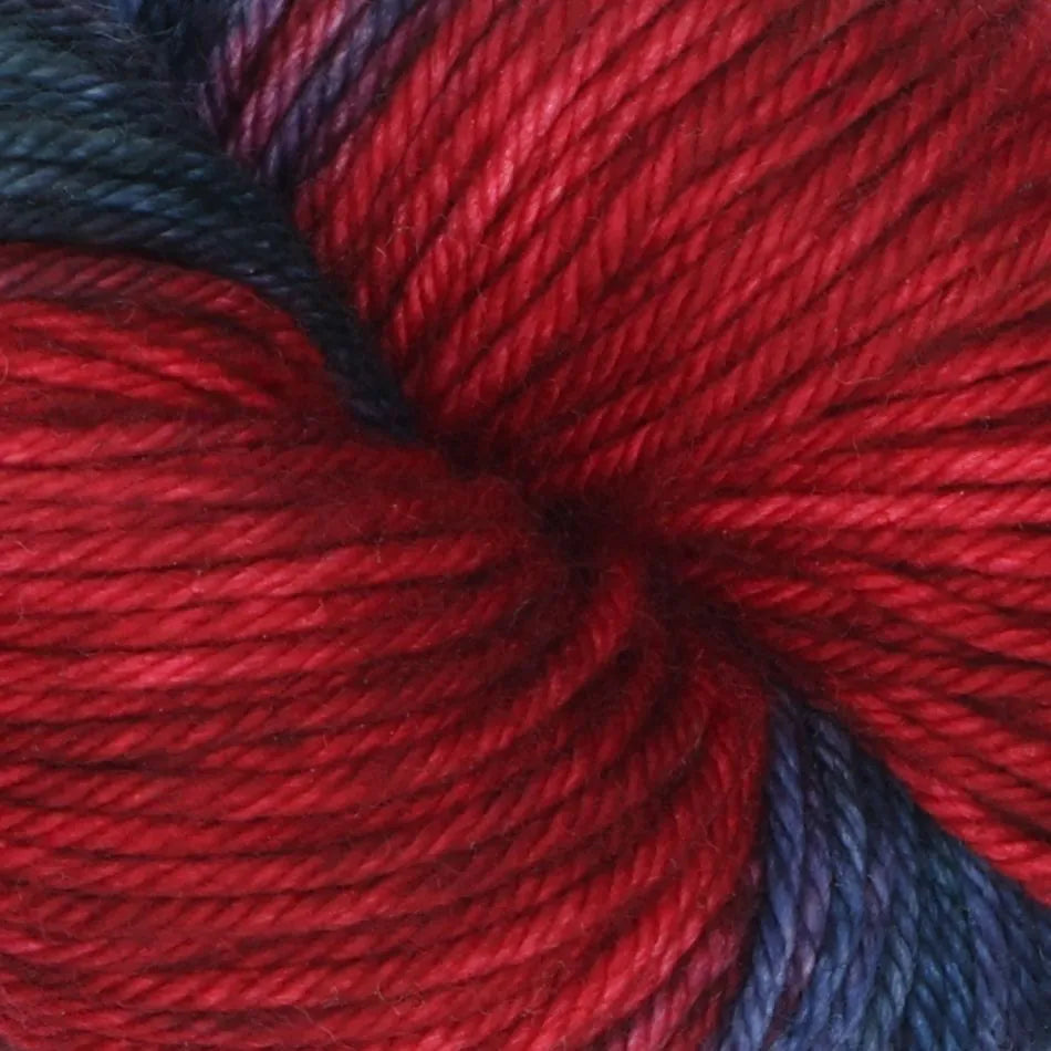 Close-up of red and blue yarn