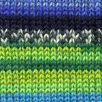 Close-up of a textured fabric with a pattern of blue, green, and black stripes.