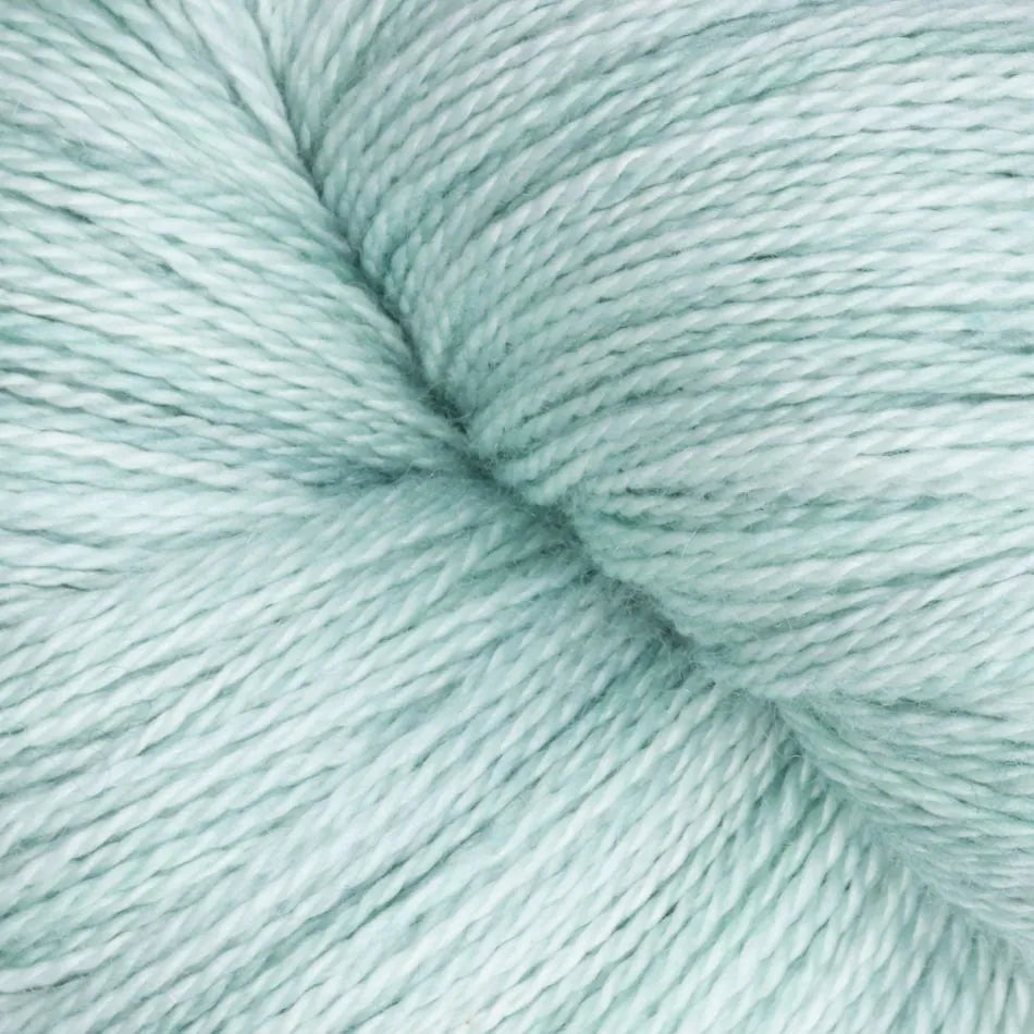 Close-up of light blue yarn skein