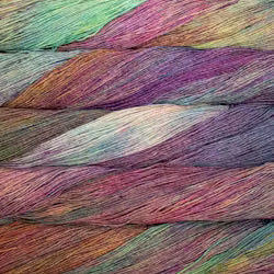 Multicolored yarn strands arranged in a pattern