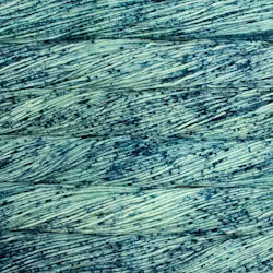 A close-up texture shot of a blue and white striped fabric or wallpaper pattern with a diagonal wavy design.